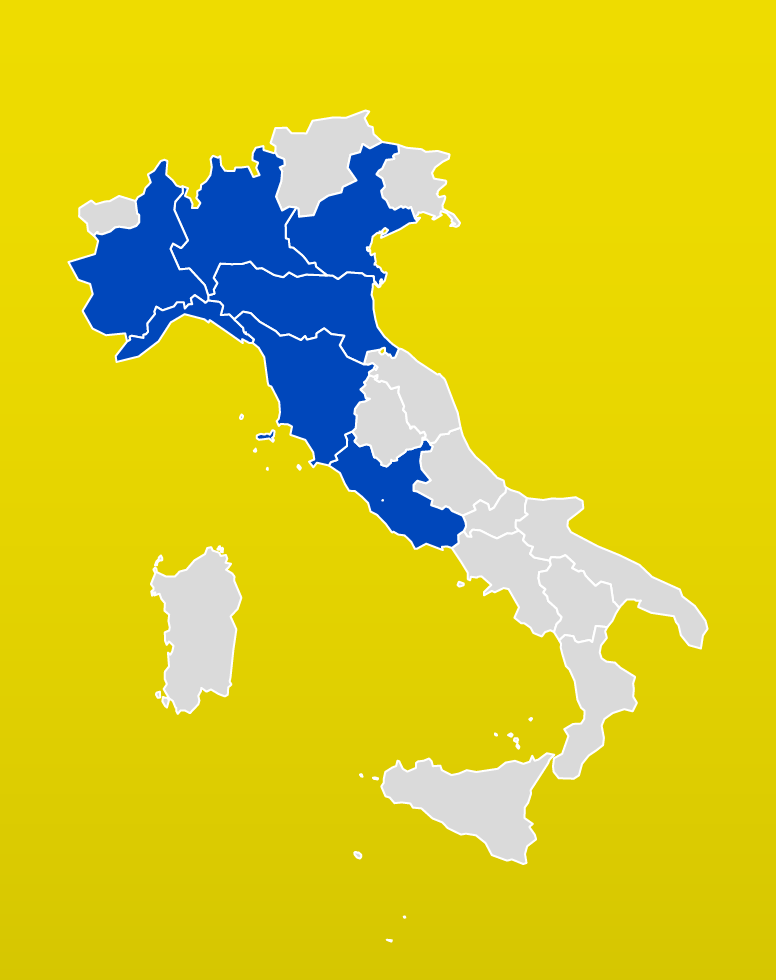 Mappa dell'Italia su sfondo bianco